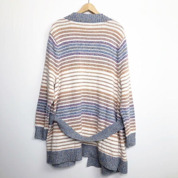 LAND’S End striped oversize duster cardigan - Picture 3 of 12